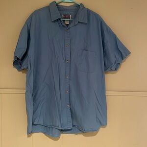 Northcrest Blue Button Down Short Sleeve Collared Shirt